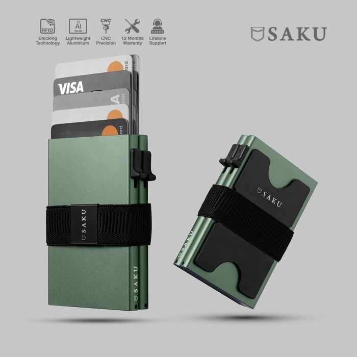 SAKU Dompet Kartu Pria Smart Card Holder Wallet RFID Commando ARM GREE - Single