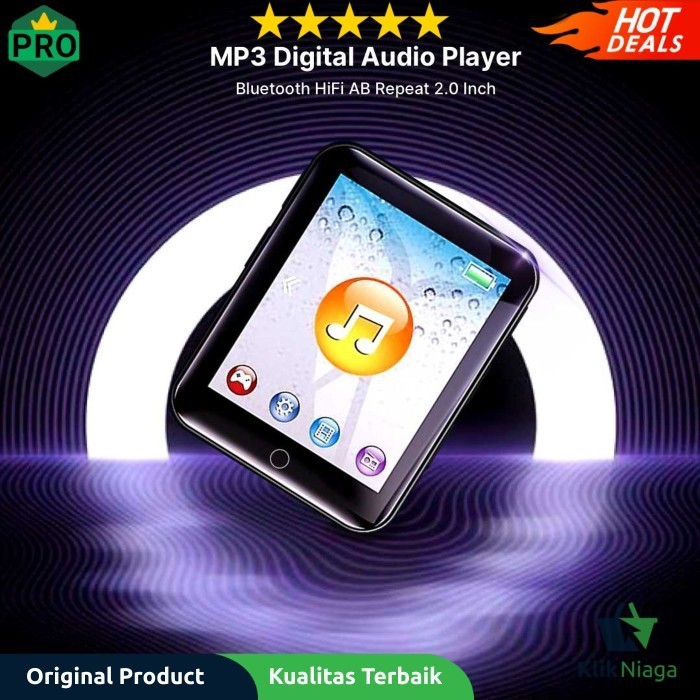Worallymy MP3 Digital Audio Player Bluetooth HiFi AB Repeat 2.0 Inch