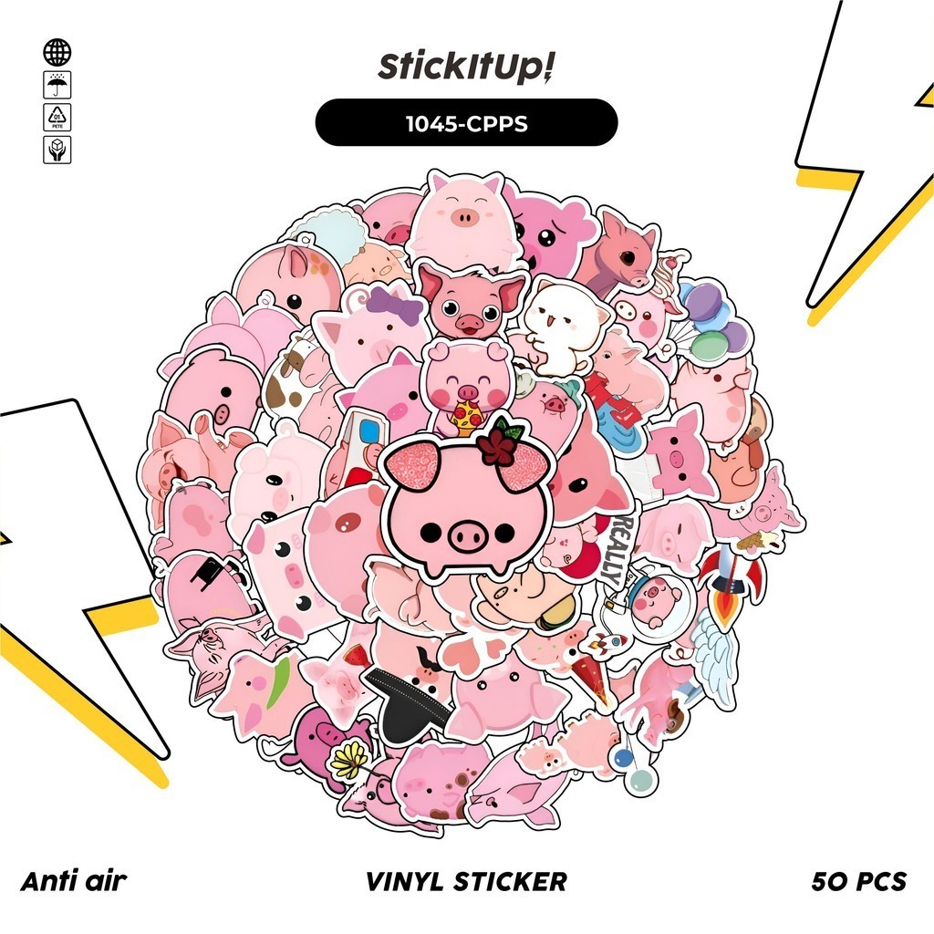 

COD✨ 100 Pcs Stiker Pack Babi Piggy Pink Lucu Aesthetic Vynil Waterproof untuk Freebies Sticker Buku Journal Casing HP Laptop