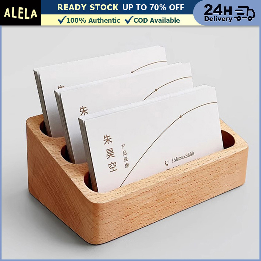 

Tempat Dudukan Kartu Nama Kayu Wooden Display Stand Card Holder 3 Slot