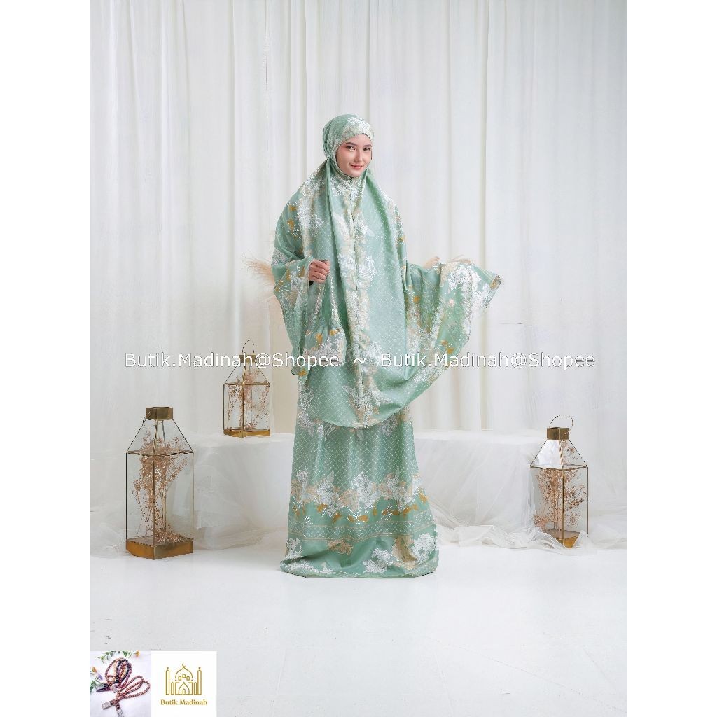 MUKENA DEWASA AZURA HASYA 2IN1 RESLETING TRAVEL KATUN MOTIF--MUKENA KEKINIAN