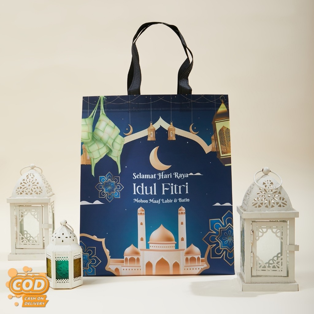 

[ Flash Sale ] (Isi 12PCS) GOODIE BAG LAMINASI LEBARAN TAS HAMPERS IDUL FITRI SPUNBOND FULL COLOUR/ Tas Sembako