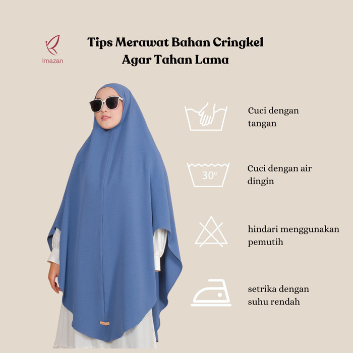 IMAZAN Hayya Series Khimar Crinkle Airflow Premium NonPad Jilbab Syari - Navy