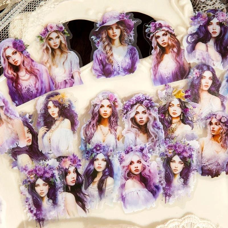 

40Sheets PET Sticker Pack Evening breeze Character Pattern Handbook DIY Decoration Stickers Materials Scrapbook Cut 60*50MM