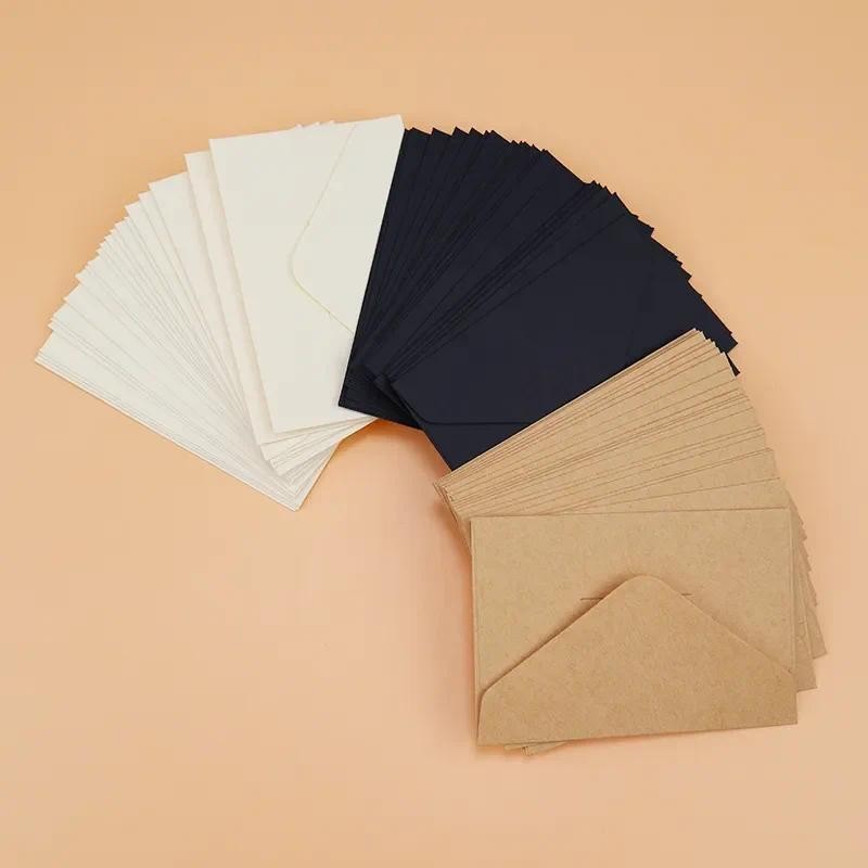 

10/20/40/80PCS Classical White Black Kraft Blank Mini Paper Window Envelopes Wedding Invitation Envelope Gift Envelope