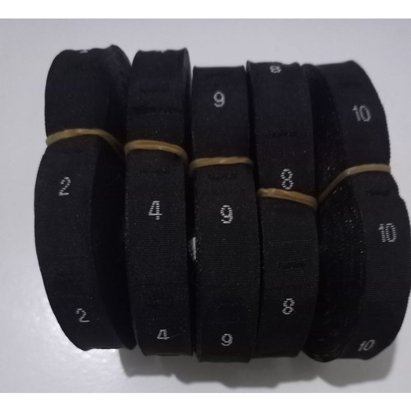 Size Label Angka Warna Hitam / Putih Bordir Bahan Woven Harga Per Roll