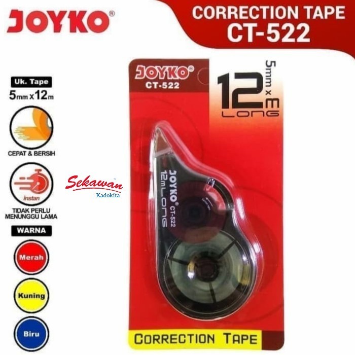 

Correction Tape 12M - Tip Ex Kertas - JOYKO CT-522 Correction Tape - Warna Basic