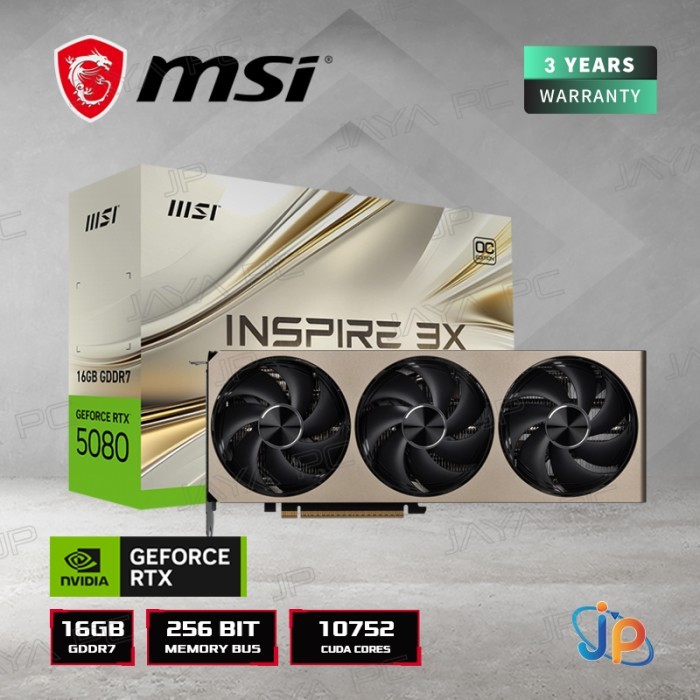 VGA MSI GeForce RTX 5080 Inspire 3X OC 16GB - 16 GB GDDR7