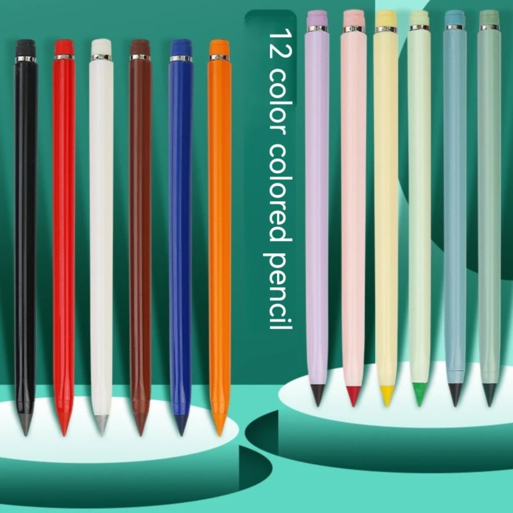 

12/13 Colors Unlimited Writing Color Pencil with Refill Set No Ink Novelty Eternal Pencils Pen Art Painting School Supplies