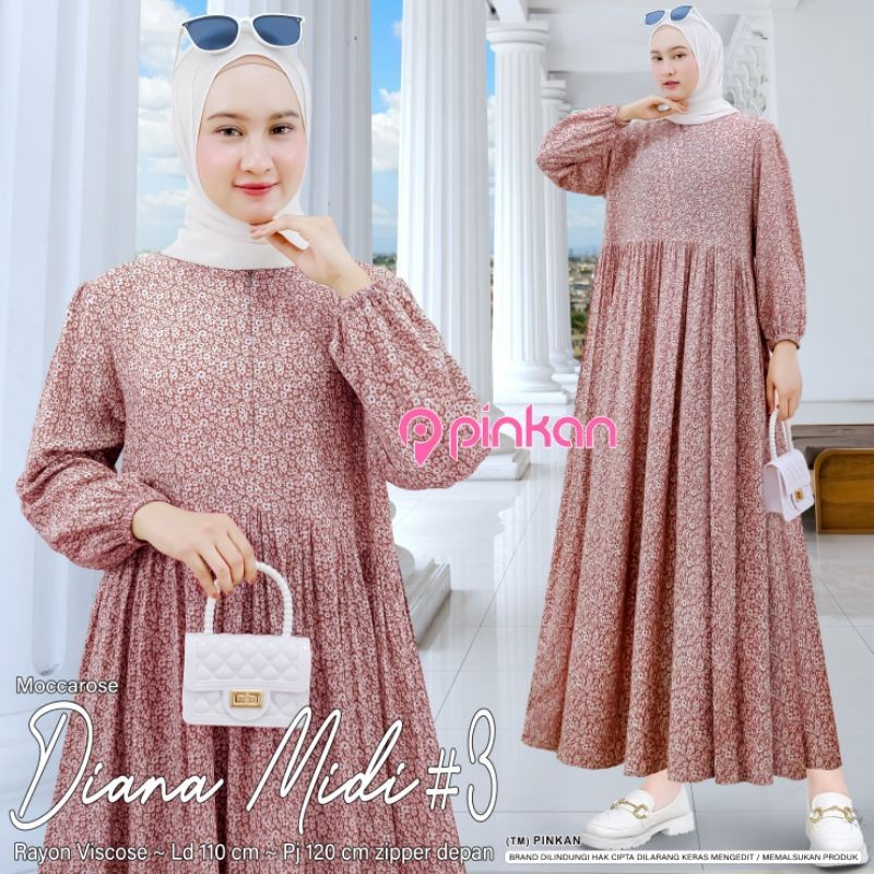 DIANA MIDI BY PINKAN/GAMIS MIDI MOTIF BAHAN RAYON VISCOSE ( 1 KG MUAT 3 PCS )