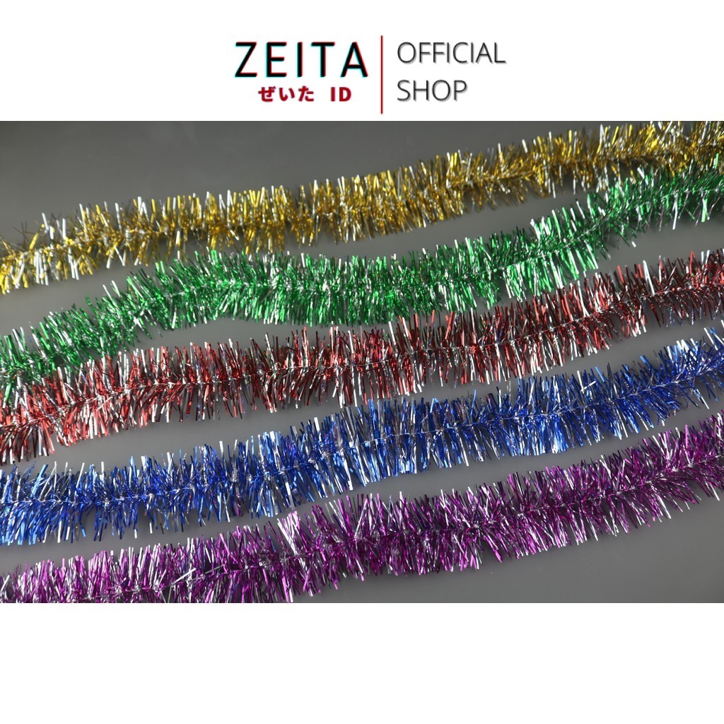 

Zeita - SLINGER 2 Meter Diameter 5cm Single Colored / Mix / Motif Rumbai Garland Tensil Tinsel Metalik Hiasan