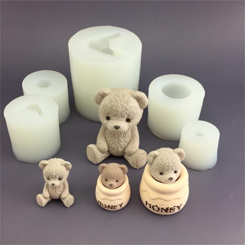 

Cute Bear Honey Jar Silicone Mold Aromatherapy Plaster Silicone Mold Pottery mould Candle Mold