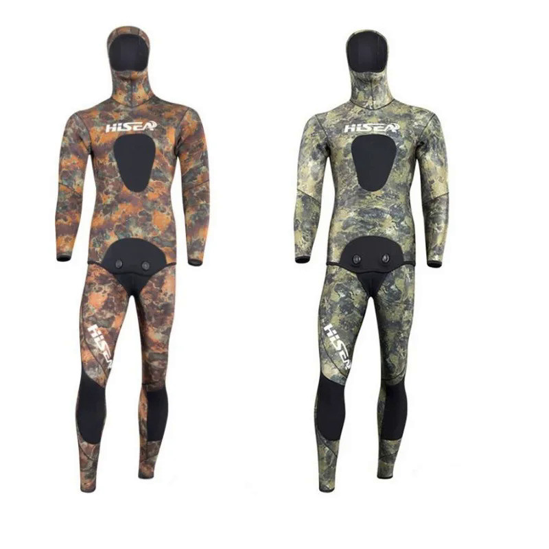 Hisea Seac 3 5mm Pria Setelan Selam Neoprene Split Wetsuit Pakaian Memancing dan Berburu Bahan Dalam