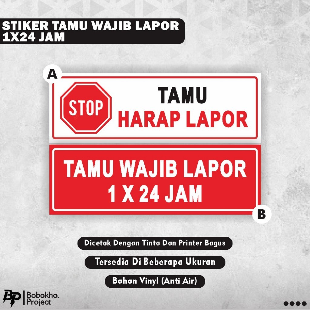 

Stiker Tamu Harap Lapor / Stiker Tamu Wajib lapor 1x24 Jam