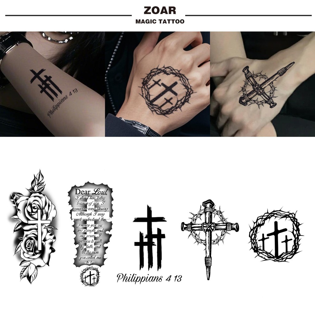 ZOAR-Y73 Stiker Tato Temporary Semi Permanen【menyeberang】Tahan lama Tattoo menempel dekorasi seni un