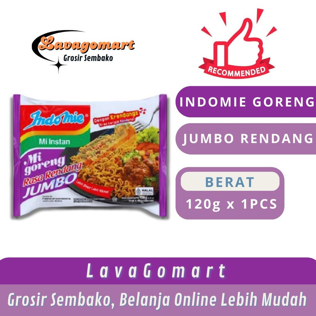 

INDOMIE GORENG JUMBO RENDANG 120g - 1 PCS - LAVAGOMART- BANDUNG