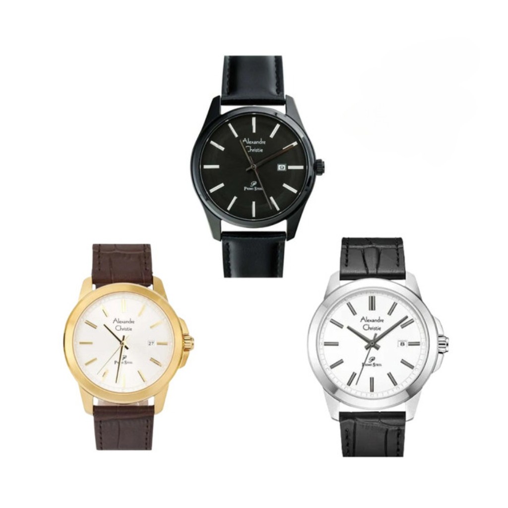 JAM TANGAN PRIA ALEXANDRE CHRISTIE AC1017 AC 1017 MDL LEATHER STRAP ORIGINAL