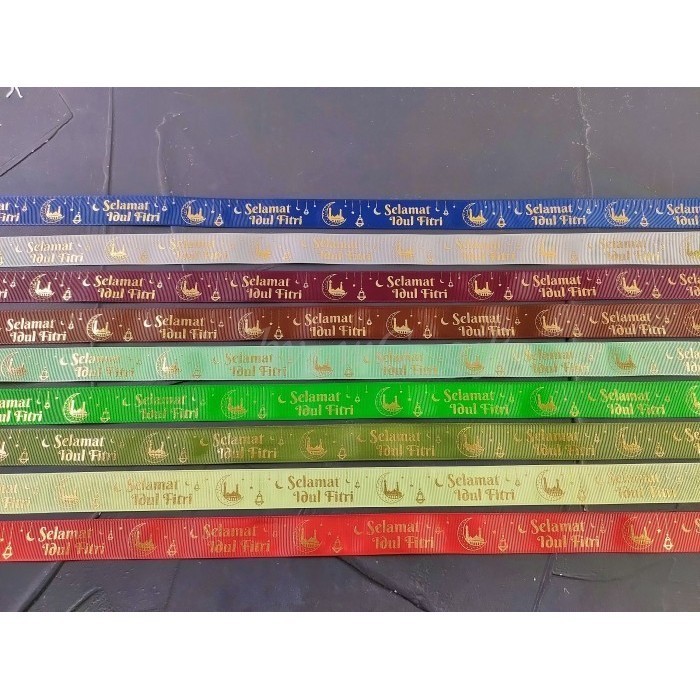 

Pita Idul Fitri -Grossgrain Emboss Emas ;Lebar 2.5 cm