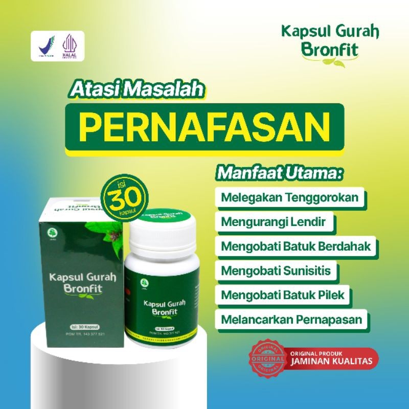 GURAH BRONFIT Naturafit 30 Kapsul - Obat Paru - Paru, Batuk Pilek, Gurah, Mengobati Lendir, Batuk Be