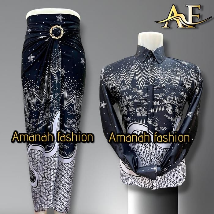 Kemeja Batik Pria dan Rok Lilit Couple Terbaru 2024 - Cantik Kebaya Wisuda Pasangan Keluarga Motif C