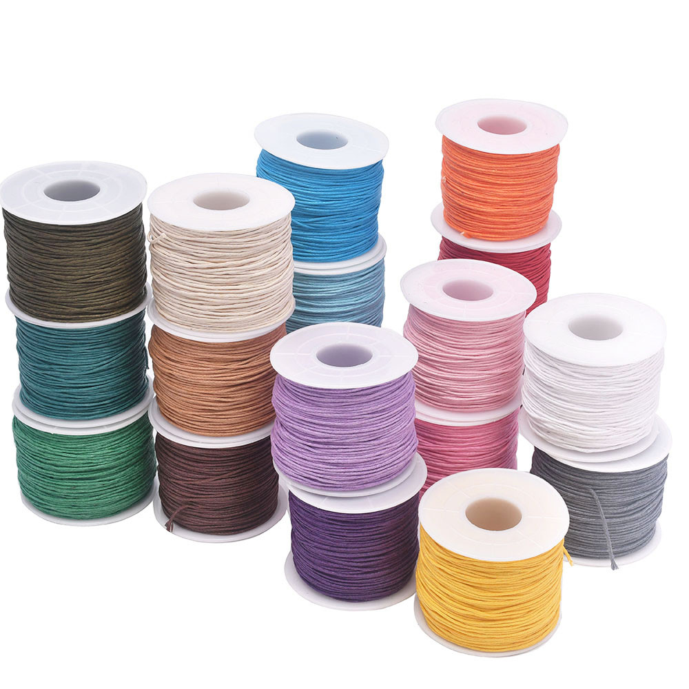 

24-70m 1mm Waxed Cotton Cord For Beading Craft DIY Bracelet Necklace Braided String Thread Jewelry Findings Making HK042