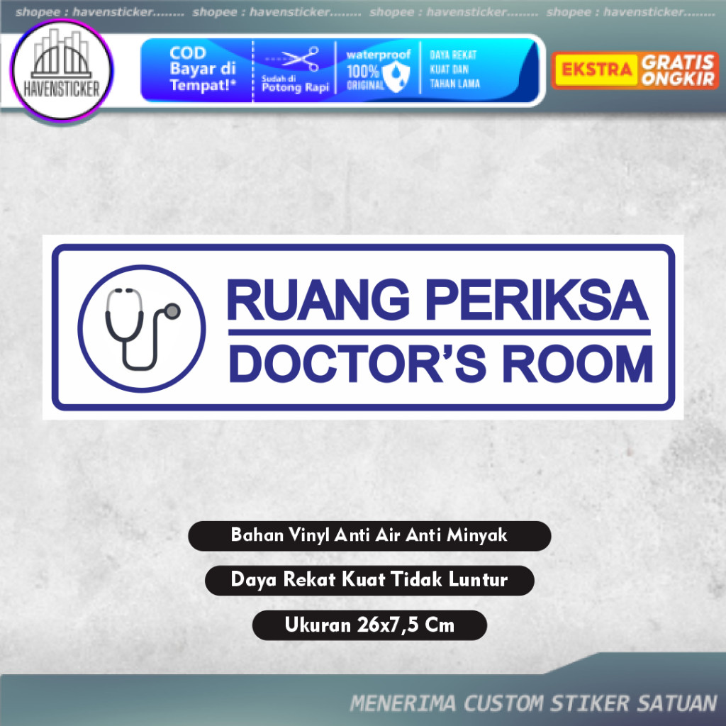 Stiker Ruang Periksa - Stiker ruang dokter - stiker doctor room - stiker dokter - stiker klinik pusk