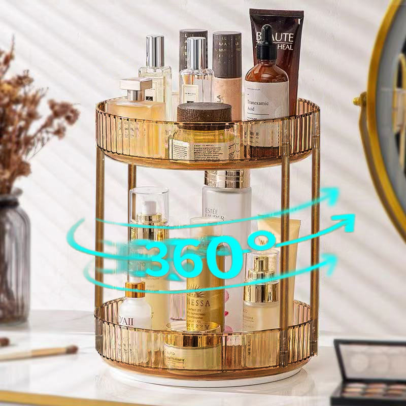 Rak Makeup Gold/Rak Gold/Estetik Rak Serbaguna/Rak Kosmetik Dua Tingkat/Rak Kosmetik Gold Mewah