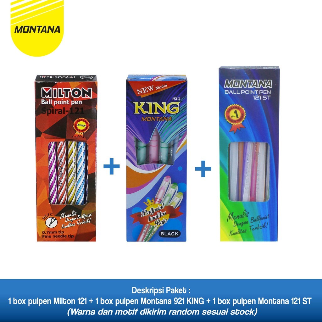 

MONTANA BUNDLING! 3Lusin Ballpoint Lilin / Spiral / 0.7mm/ Direct Fill