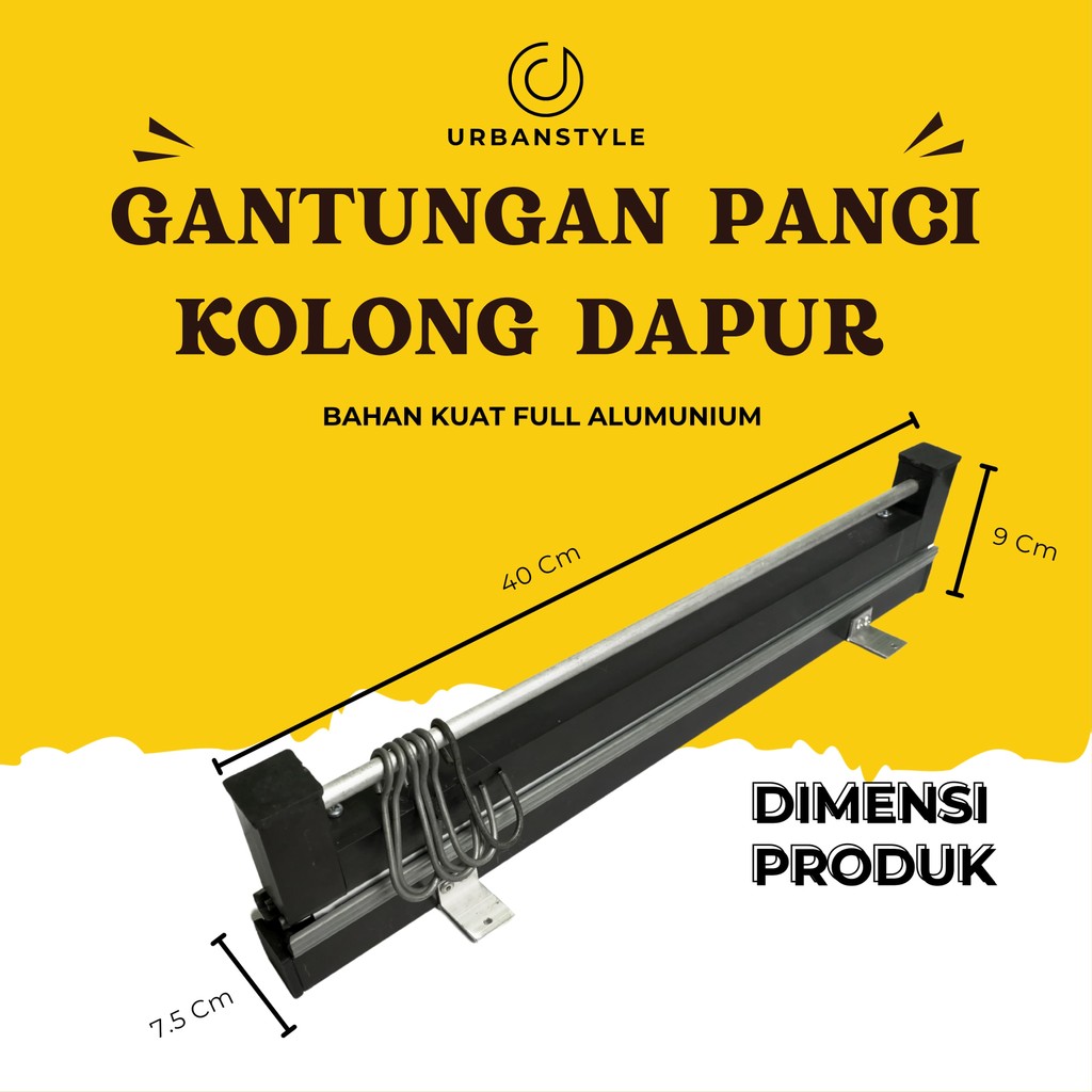 Gantungan Panci Tarik Dorong Bawah Kitchen Set - Rak Panci teflon Bawah dapur Kabinet Premium