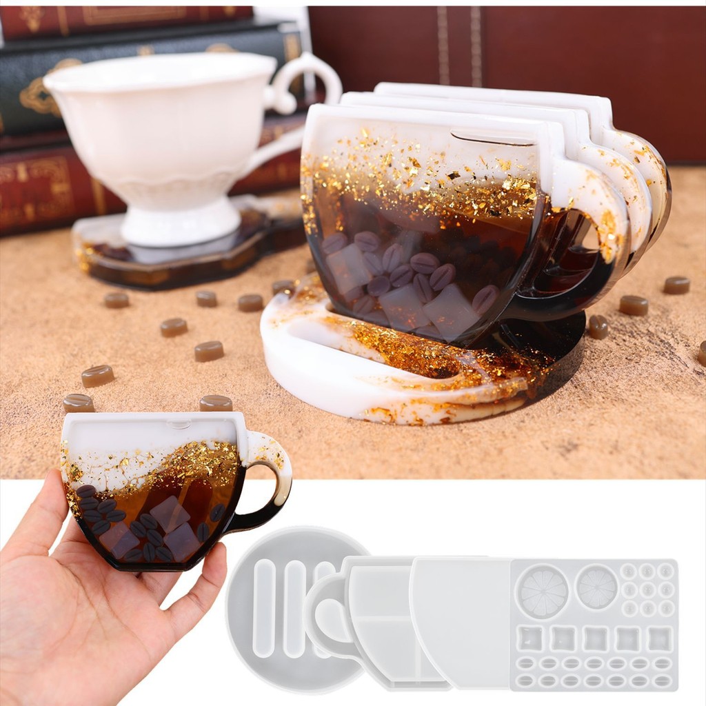 

DIY Crystal Epoxy Resin Mold Quicksand Oiled Coffee Coaster Summer Lemon Coaster Mirror Silicone Mold