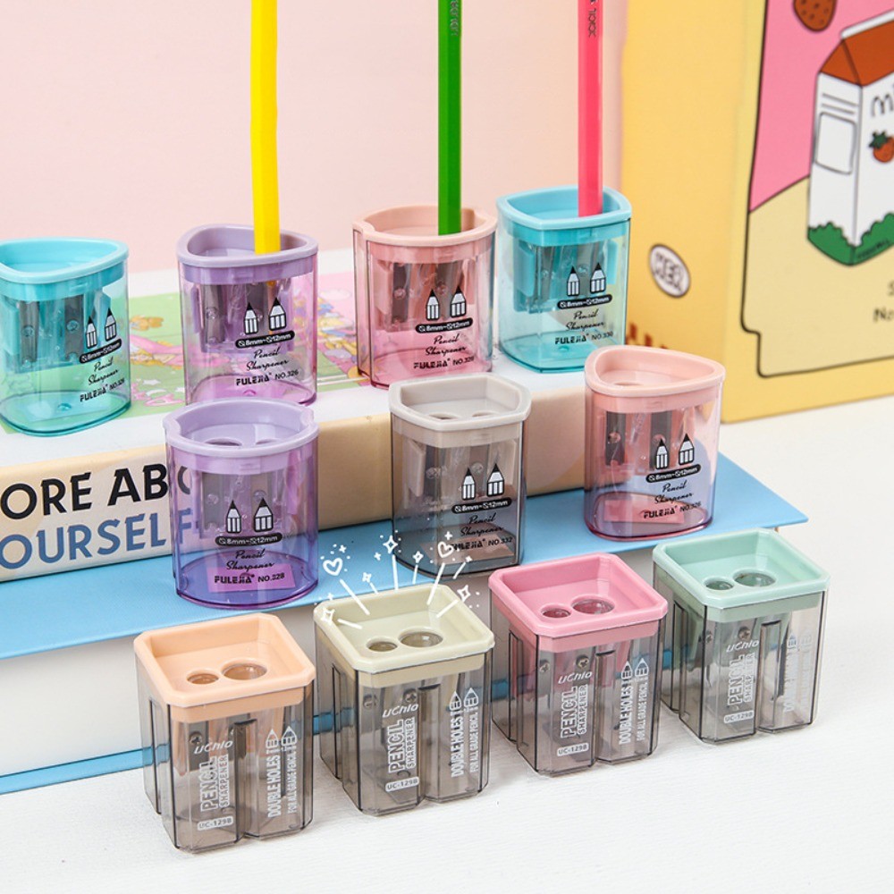 

Double Hole Pencil Sharpener Mini Plastic Desktop Tool Student School Supplies Student Pencil Cutting Tools Rewards Gift