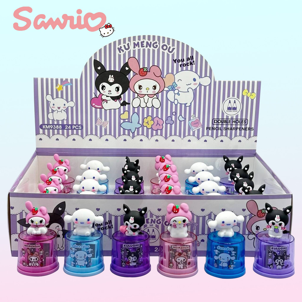 

24pcs Sanrio Pencil Sharpeners My Melody Kuromi Cinnamoroll Students Double Hole Sharpener Stationery School Supplies Wholesale