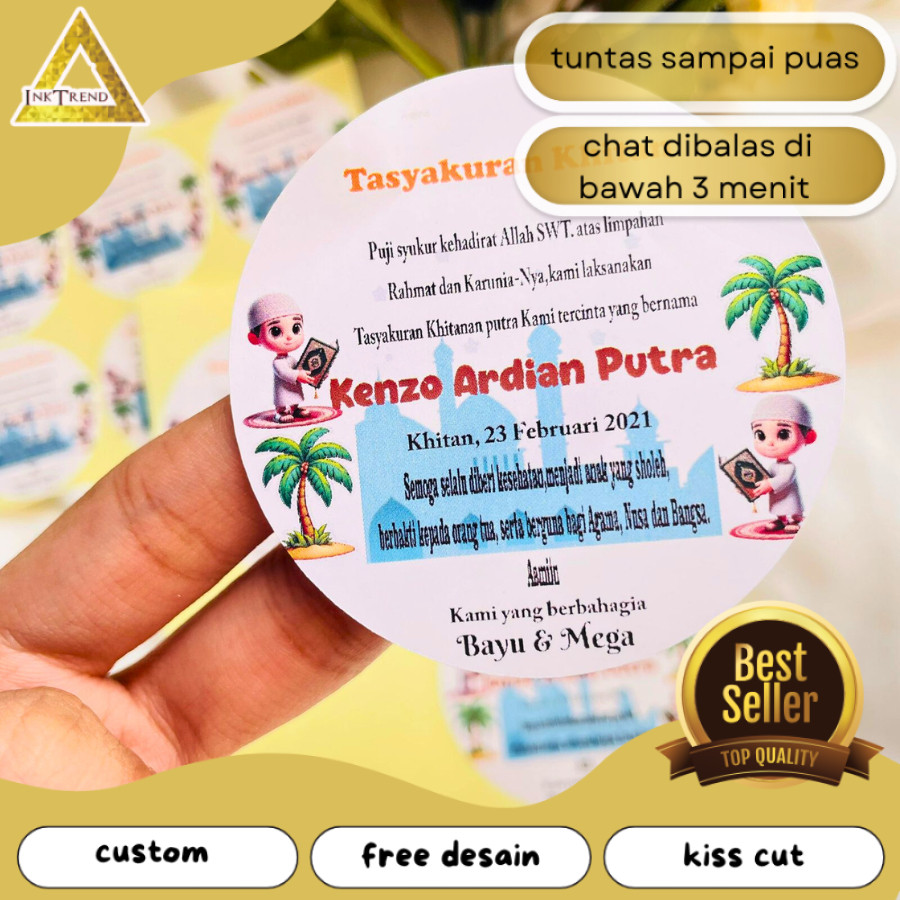 

INKA 2-6 threemind stiker tasyakuran khitanan bahan chromo free desain cetak a3 kiss cut