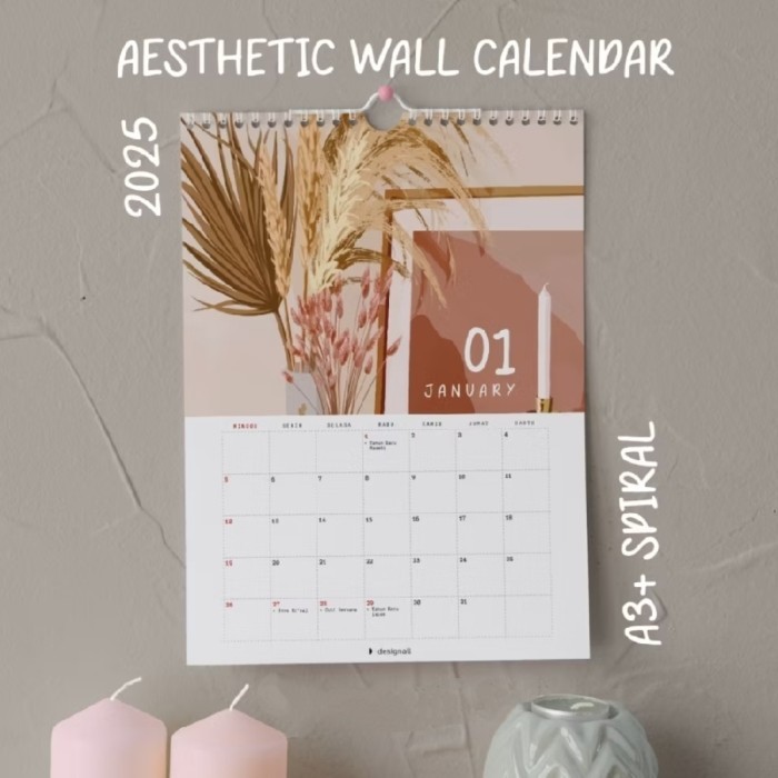 

ANDM Kalender Dinding 2025 Aesthetic A3 Spiral GH
