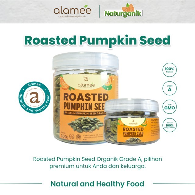 

ALAMEE Roasted Pumpkin Seed Biji Labu Pepita Kupas Panggang Matang Siap Makan Natural 300gr Naturganik