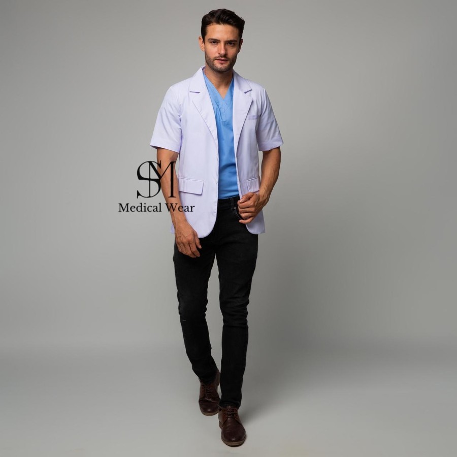 Jas Dokter Pria Lengan Pendek / Sneli Dokter Blazer