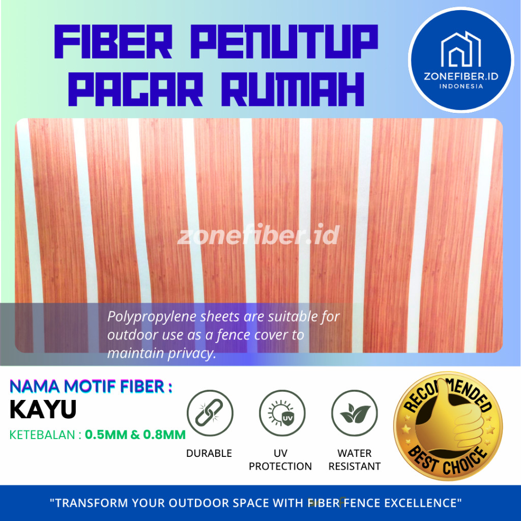 [zonefiber.id] Fiber Plastik Penutup Pagar Rumah Motif KAYU