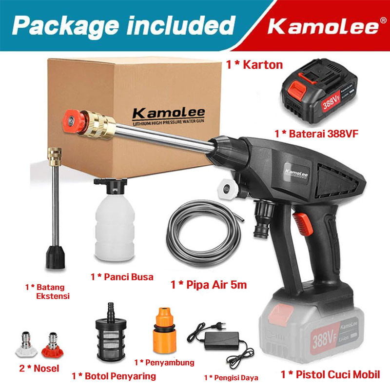 Kamolee 70bar Cordless Water Jet Includes1x3000mAhBattery Portable Water Jet Pump High Pressure Wate