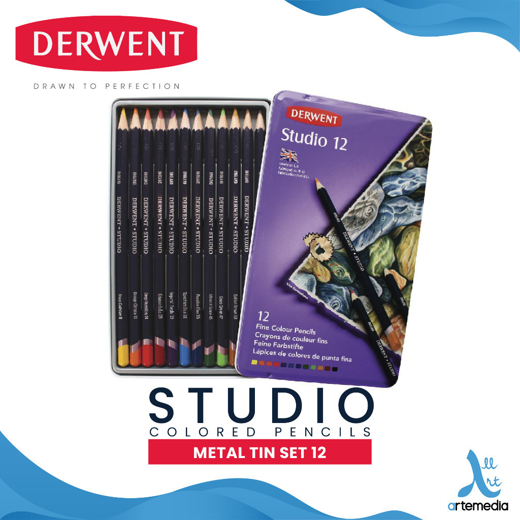 

Derwent Studio 12 Pencil Color Metal Tin Set Pensil Warna