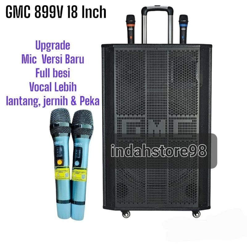 BIG SALE Speaker Aktif Portable 18 Inch GMC 899V Bluetooth 3 Way 2 Mic Wireless UHF Original Spiker 