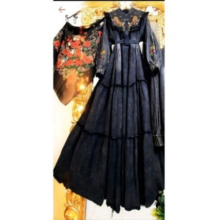 FLASH SALE NEW SHR GAMIS MAXI DRESS JEANS MIX BORDER BY SYAHIRA ORIGINAL c