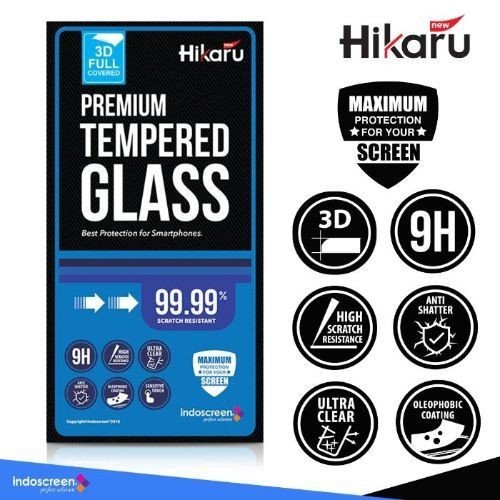 Hikaru Tempered Glass Full Black Realme C2/C3/C11/Narzo 50A/6i/C20/C25