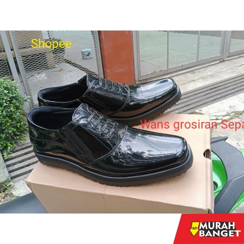Sepatu pdh- Sepatu PDH Dinas Pendek kilap sol tebal standar TNI Polri