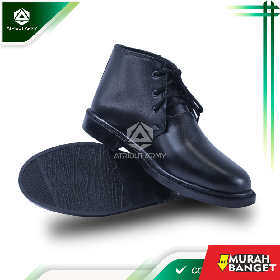 Sepatu pdh- Sepatu PDH DOFF Satpam TNI Security Sepatu Kerja Dinas Tali Pria Polisi Tanpa Resliting 