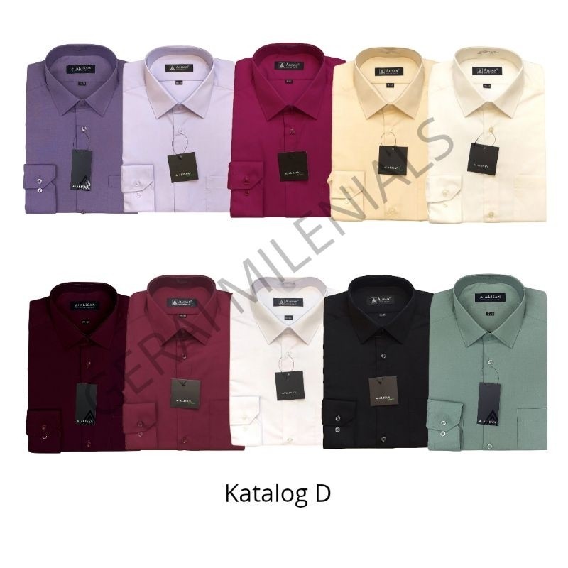 Kemeja ALISAN POLOS Warna Lengan Panjang Reguler Fit Katalog D