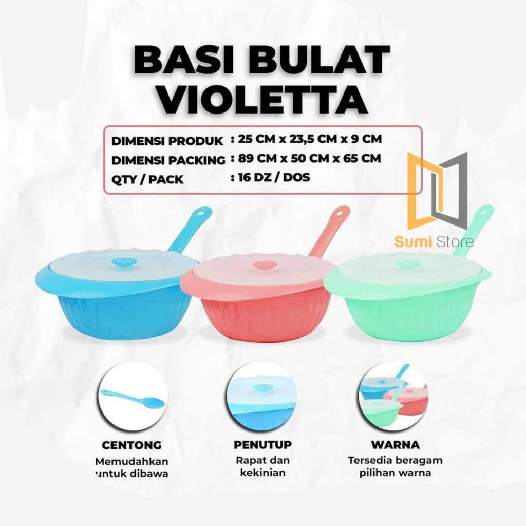 [3 & 6 pcs] BASI VIOLETTA BULAT / BASI PRASMANAN BULAT/ BASI PRASMANAN PLASTIK BULAT