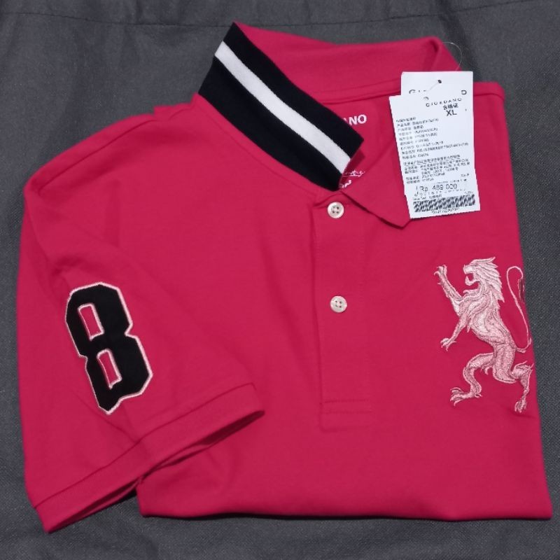 ( NO COD )  baju kaos kerah pria 3D lion polo giordano original