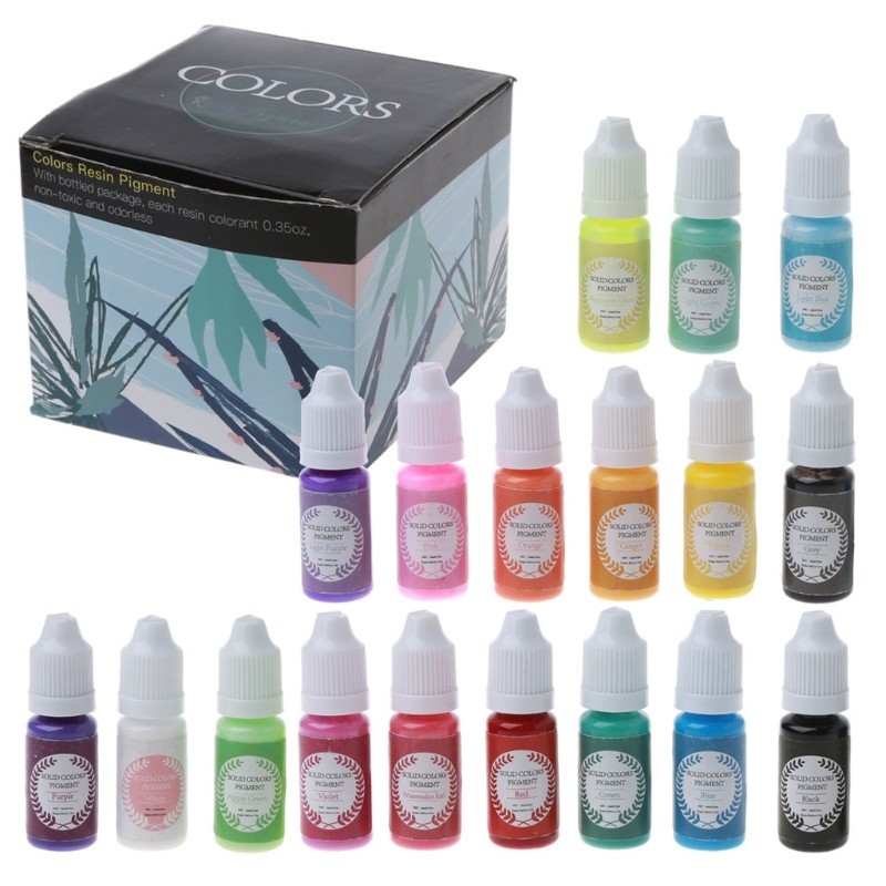 

18 Colors Epoxy Pigment Opaque Liquid Resin Colorant Each 0.35oz Non-Toxic Epoxy Resin Dye Solid Color Liquid Resin Dye dropship