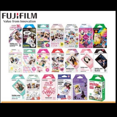 promo ✨ -Paper Instax / Refill Instax Fujifilm Motif Black/Blue Marble - Black - Rainbow