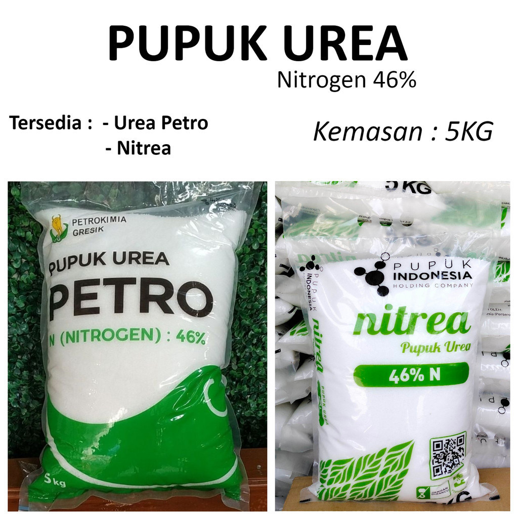 Pupuk Urea Petro Nitrea Kemasan Pabrik 5kg Nitrogen 46% .Urea Warna Putih-Urea Non Subsidi Buat Pert